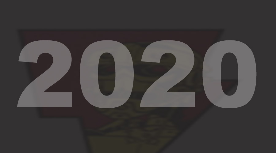 a robot's face with 2020 overlaid